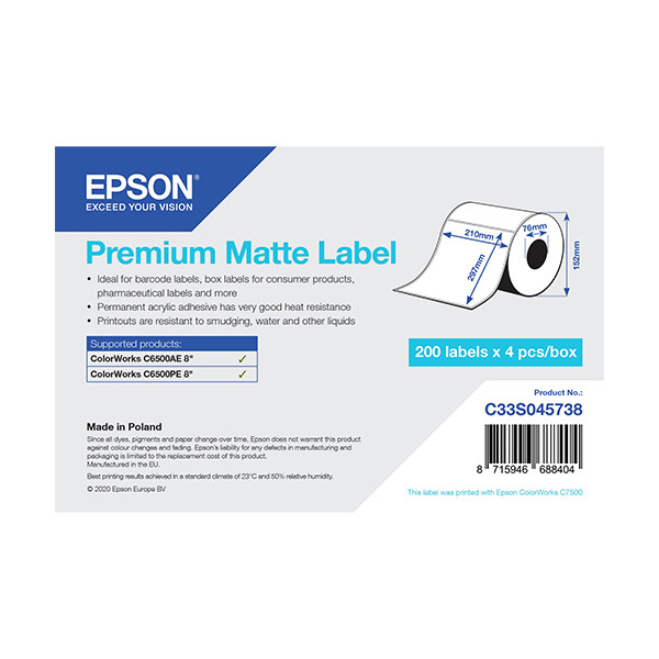 Epson C33S045738 premium matte label 210 x 297 mm (origineel) C33S045738 083638 - 1