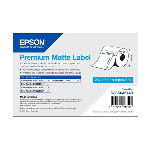 Epson C33S045740 premium matte label 105 x 210 mm (origineel) C33S045740 083642 - 1