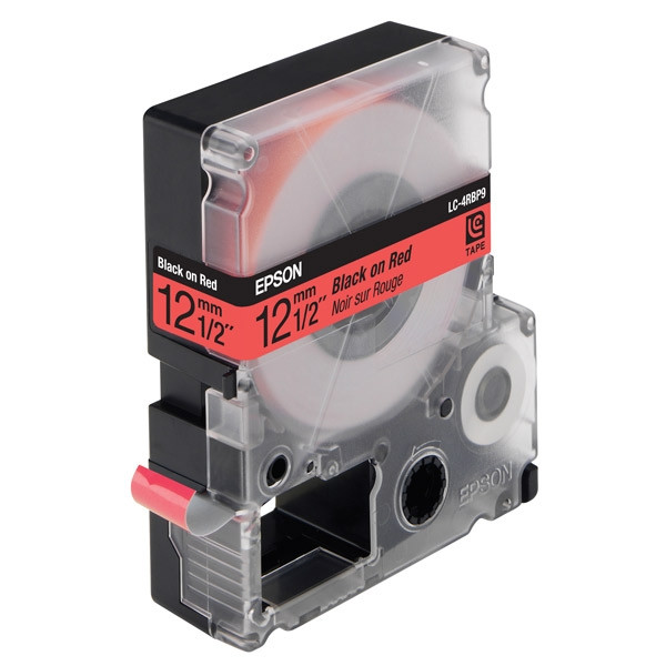 Epson LC-4RBP9 tape zwart op pastel rood 12 mm (origineel) C53S625402 083024 - 1