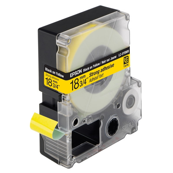 Epson LC-5YBW9 extra klevende tape zwart op geel 18 mm (origineel) C53S626408 083074 - 1