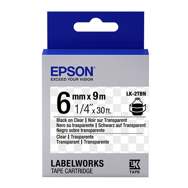 Epson LK-2TBN tape zwart op transparant 6 mm (origineel) C53S652004 083168 - 1