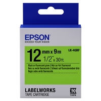 Epson LK-4GBF tape zwart op fluorescerend groen 12 mm (origineel) C53S654018 083202