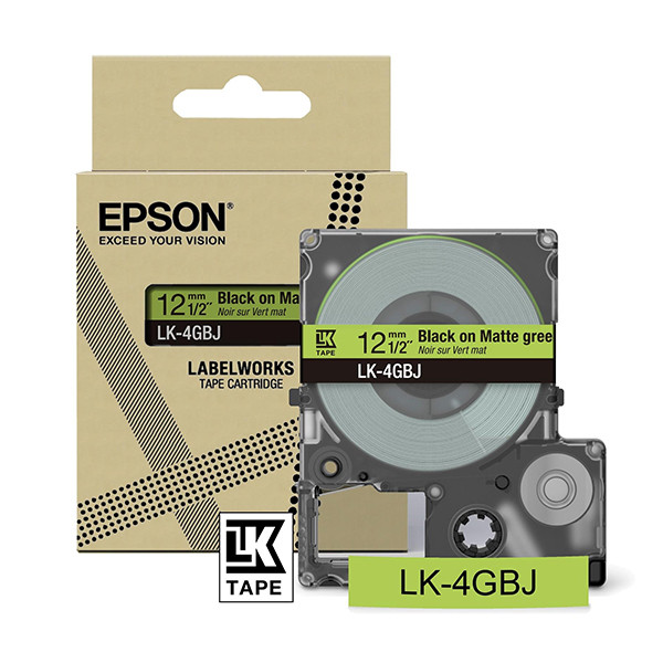 Epson LK-4GBJ matte tape zwart op groen 12 mm (origineel) C53S672077 084410 - 1