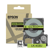 Epson LK-4GBJ matte tape zwart op groen 12 mm (origineel) C53S672077 084410