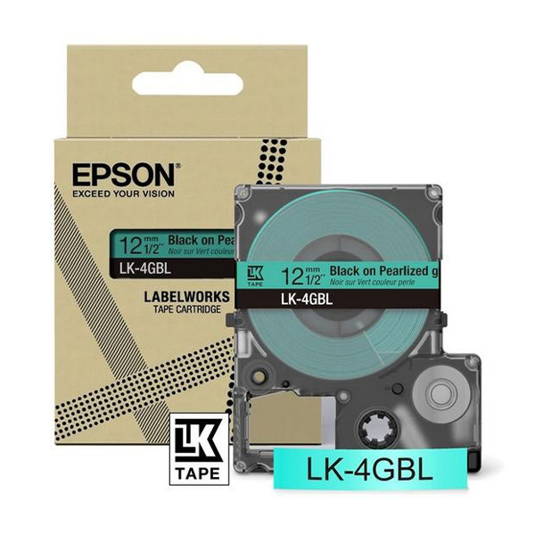 Epson LK-4GBL tape zwart op groen 12 mm (origineel) C53S672102 084474 - 1
