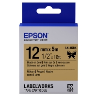 Epson LK-4KBK satijnlint tape zwart op goud 12 mm (origineel) C53S654001 083218