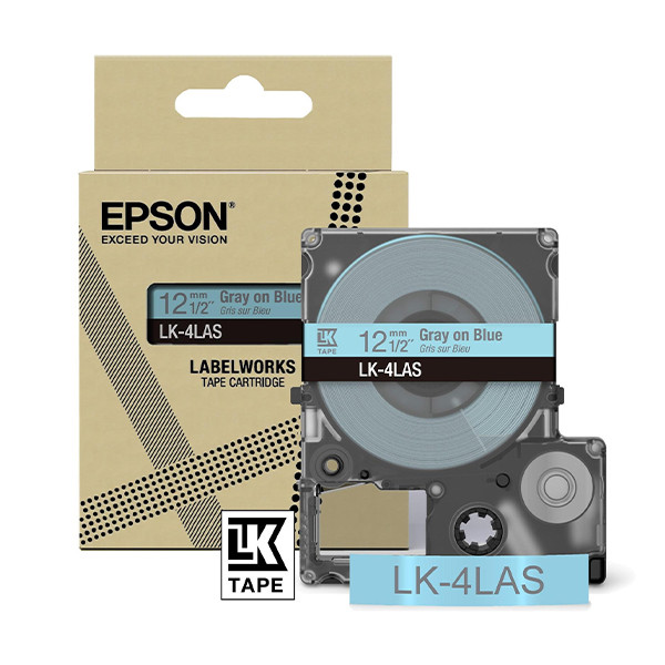 Epson LK-4LAS tape grijs op blauw 12 mm (origineel) C53S672106 084468 - 1