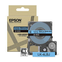 Epson LK-4LBJ matte tape zwart op blauw 12 mm (origineel) C53S672080 084414