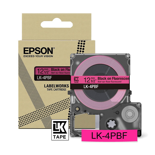 Epson LK-4PBF tape zwart op fluorescerend roze 12 mm (origineel) C53S672100 084458 - 1