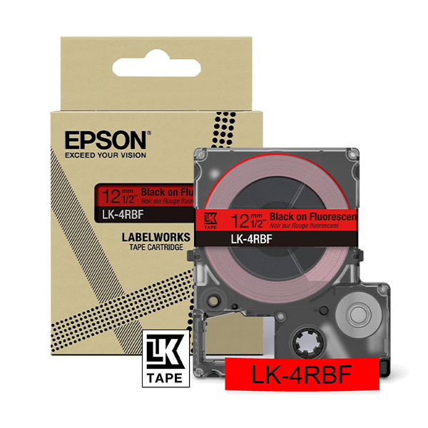 Epson LK-4RBF tape zwart op fluorescerend rood 12 mm (origineel) C53S672099 084456 - 1