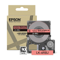 Epson LK-4RBJ matte tape zwart op rood 12 mm (origineel) C53S672071 084400