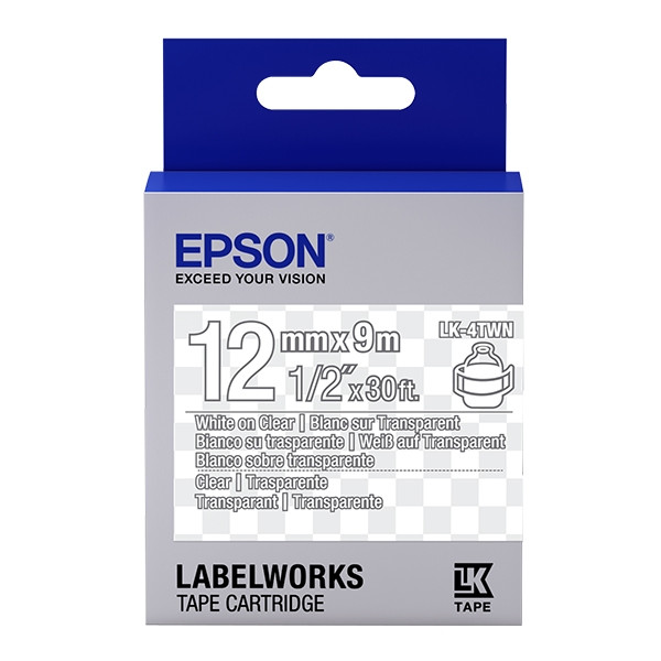 Epson LK-4TWN tape wit  op transparant 12 mm (origineel) C53S654013 083188 - 1