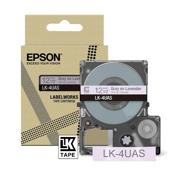 Epson LK-4UAS tape grijs op lavendel 12 mm (origineel) C53S672107 084470 - 1