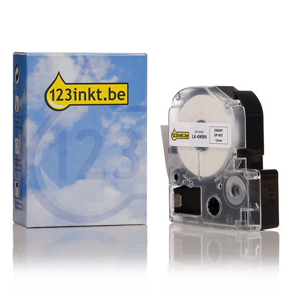 Epson LK-4WBN standard tape zwart op wit 12 mm (123inkt huismerk) C53S654021C 083199 - 1