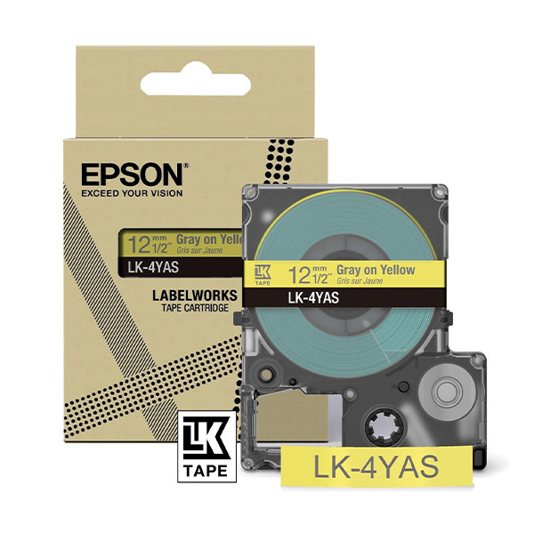 Epson LK-4YAS tape grijs op geel 12 mm (origineel) C53S672104 084464 - 1
