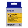 Epson LK-4YBW extra klevende tape zwart op geel 12 mm (origineel)