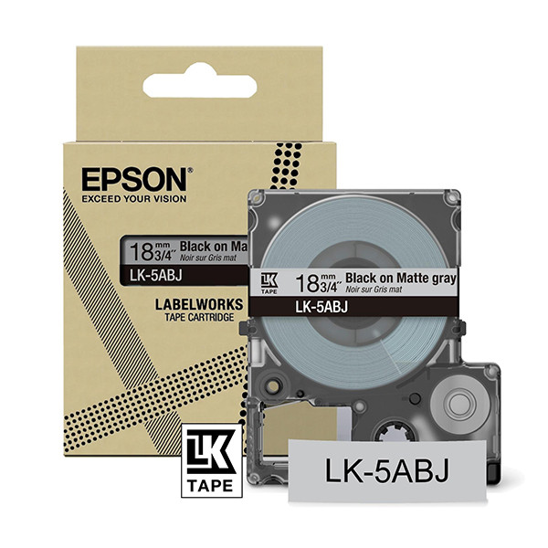 Epson LK-5ABJ matte tape zwart op lichtgrijs 18 mm (origineel) C53S672087 084428 - 1
