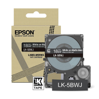 Epson LK-5BWJ matte tape wit op zwart 18 mm (origineel) C53S672083 084420