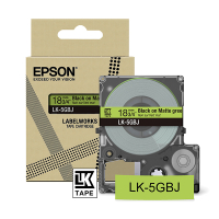 Epson LK-5GBJ matte tape zwart op groen 18 mm (origineel) C53S672078 084412