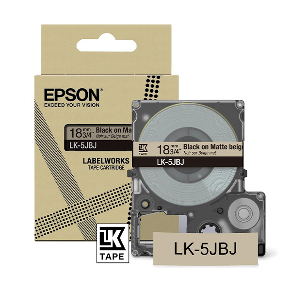 Epson LK-5JBJ matte tape zwart op beige 18 mm (origineel) C53S672091 084436 - 1