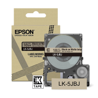 Epson LK-5JBJ matte tape zwart op beige 18 mm (origineel) C53S672091 084436