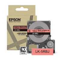 Epson LK-5RBJ matte tape zwart op rood 18 mm (origineel) C53S672072 084402
