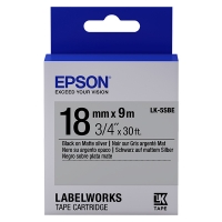 Epson LK-5SBE matte tape zwart op zilver 18 mm (origineel) C53S655013 083254