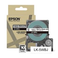 Epson LK-5WBJ matte tape zwart op wit 18 mm (origineel) C53S672063 084386