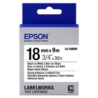 Epson LK-5WBW extra klevende tape zwart op wit 18 mm (origineel) C53S655012 083246