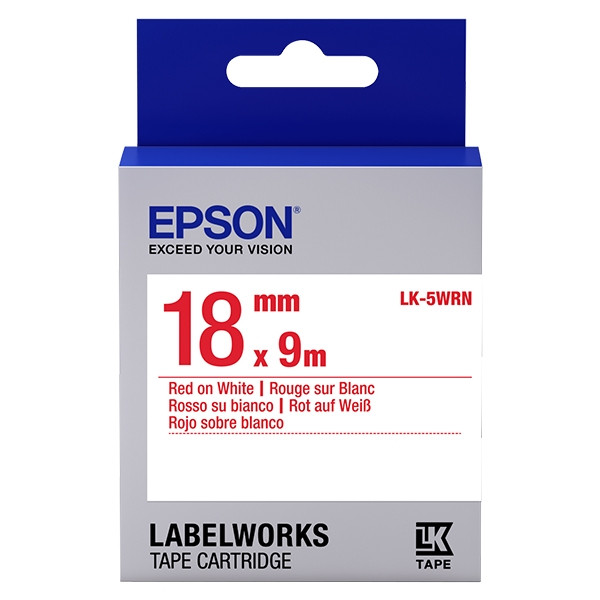 Epson LK-5WRN standard tape rood op wit 18 mm (origineel) C53S655007 083240 - 1