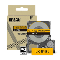 Epson LK-5YBJ matte tape zwart op geel 18 mm (origineel) C53S672075 084406