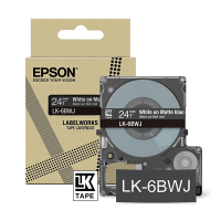 Epson LK-6BWJ matte tape wit op zwart 24 mm (origineel) C53S672084 084422