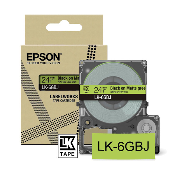 Epson LK-6GBJ matte tape zwart op groen 24 mm (origineel) C53S672079 084472 - 1