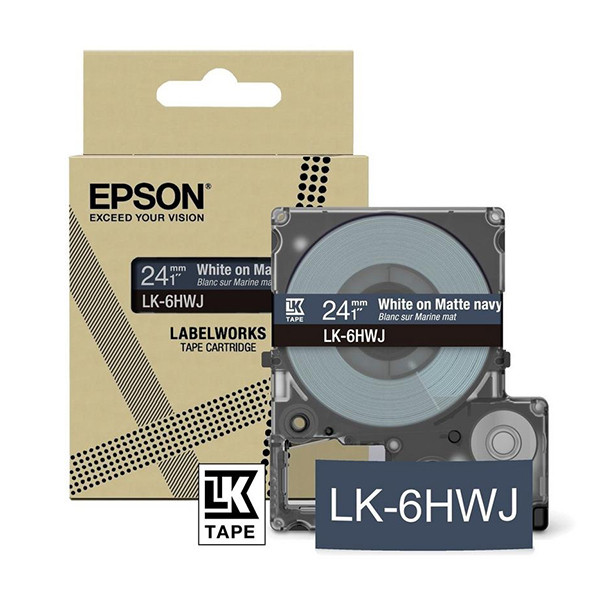 Epson LK-6HWJ matte tape wit op marineblauw 24 mm (origineel) C53S672086 084426 - 1