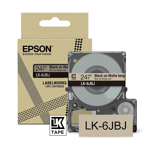 Epson LK-6JBJ matte tape zwart op beige 24 mm (origineel) C53S672092 084438 - 1