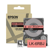 Epson LK-6RBJ matte tape zwart op rood 24 mm (origineel) C53S672073 084404