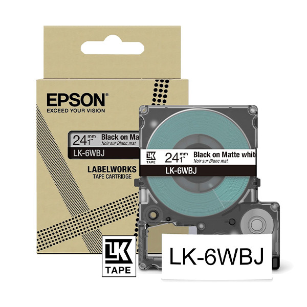 Epson LK-6WBJ matte tape zwart op wit 24 mm (origineel) C53S672064 084388 - 1