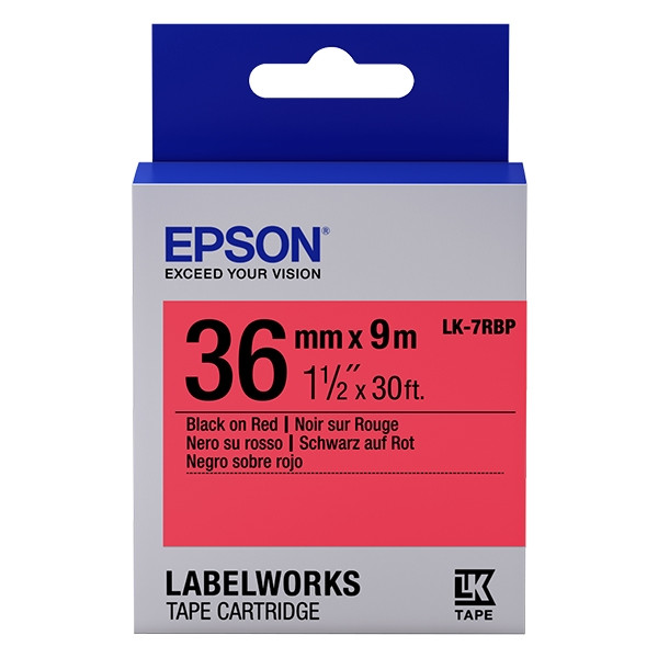 Epson LK-7RBP tape zwart op pastel rood 36 mm (origineel) C53S657004 083276 - 1