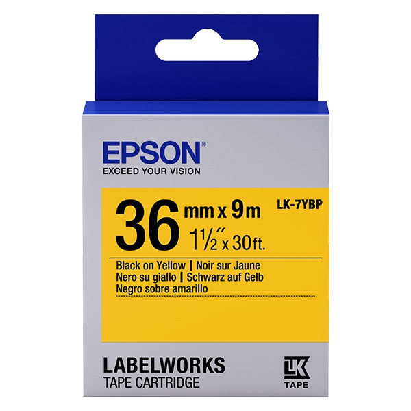 Epson LK-7YBP tape zwart op pastel geel 36 mm (origineel) C53S657005 083278 - 1