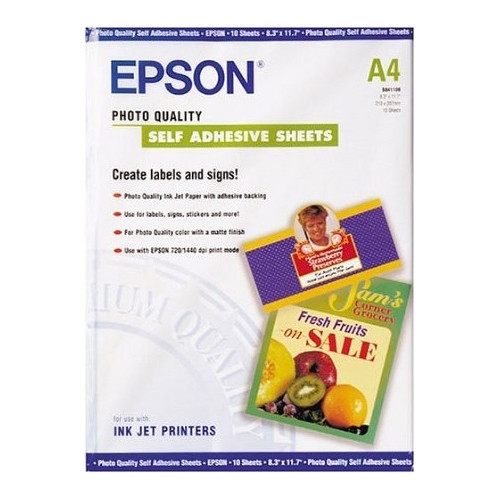 Epson S041106 photo quality zelfklevend inkjet papier 167 g/m² A4 (10 vellen) C13S041106 064642 - 1