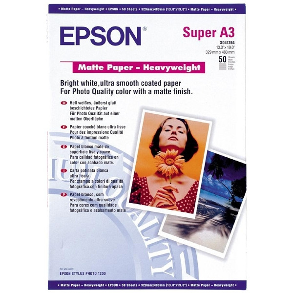 Epson S041264 Matt Photo Paper Heavyweight 167 g/m² A3+ (50 vellen) C13S041264 150328 - 1