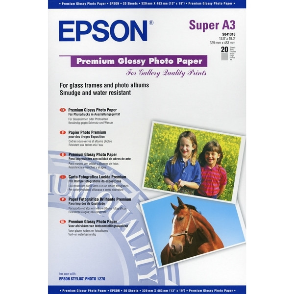 Epson S041316 premium glossy photo paper 250 g/m² A3+ (20 vellen) C13S041316 150324 - 1
