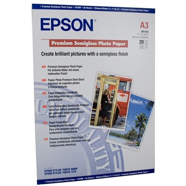 Epson S041334 premium semi-gloss photo paper 251 g/m²  DIN A3 (20 vellen) C13S041334 150380 - 1
