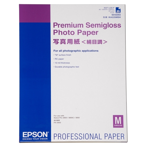 Epson S042093 premium semigloss photo paper 250 g/m² A2 (25 vellen) C13S042093 153044 - 1