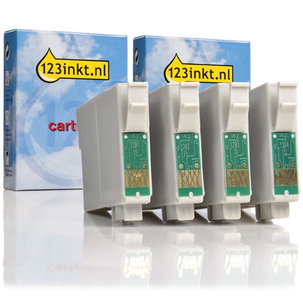 Epson T1285 multipack zwart + 3 kleuren (123inkt huismerk) C13T12854010C C13T12854012C 026285 - 1