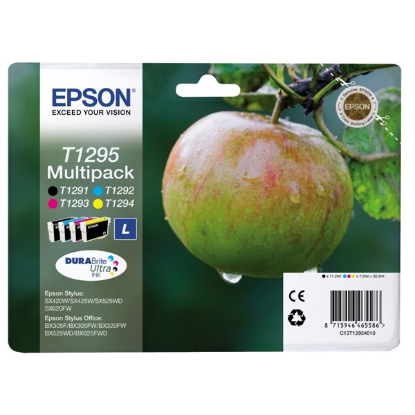 Epson T1295 multipack zwart + 3 kleuren hoge capaciteit (origineel) C13T12954010 C13T12954012 C13T12954020 C13T12954022 026299 - 1