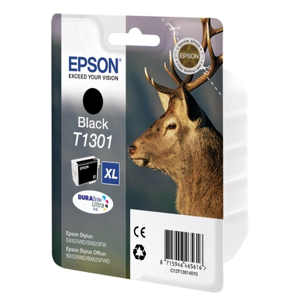 Epson T1301 inktcartridge zwart extra hoge capaciteit (origineel) C13T13014010 C13T13014012 026302 - 1
