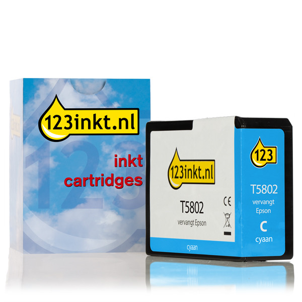 Epson T5802 inktcartridge cyaan (123inkt huismerk) C13T580200C 025906 - 1