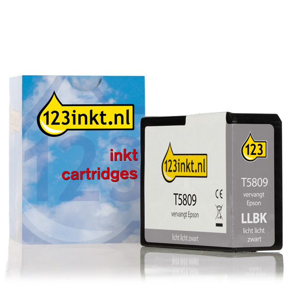 Epson T5809 inktcartridge licht licht zwart (123inkt huismerk) C13T580900C 025941 - 1