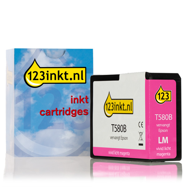 Epson T580B  inktcartridge vivid licht magenta (123inkt huismerk) C13T580B00C 025928 - 1